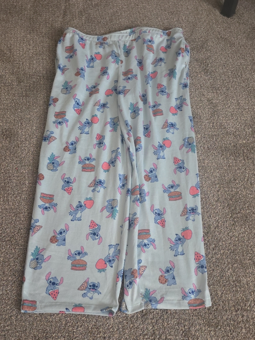 Disney Light Blue Stitch & Fruit Print Pajama Pants